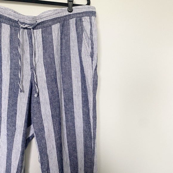 OLD NAVY Linen Blend Wide Leg Striped Pants Beachy Pull-On Blue/White Sz XL - Picture 5 of 10